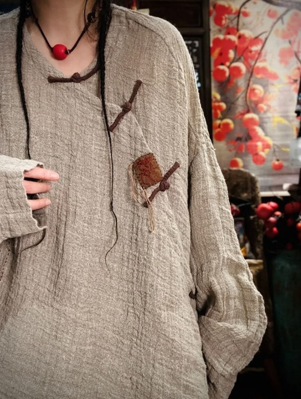 NWTO MaLieb Hand Woven Natural Raw Linen Tunic/Duster - Picture 5 of 13
